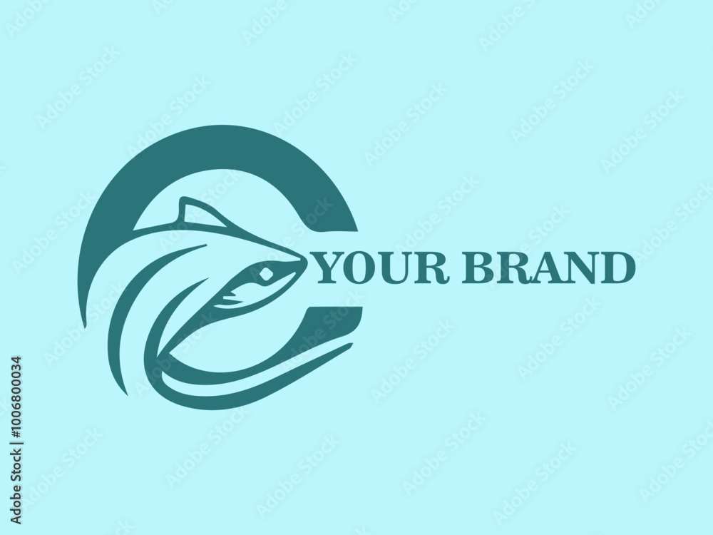 Obraz premium Stingray Logo with Letter C Integration Vector Stingray Logo with Letter C Creative Stingray Logo Design tingray Symbol in Letter C Shape