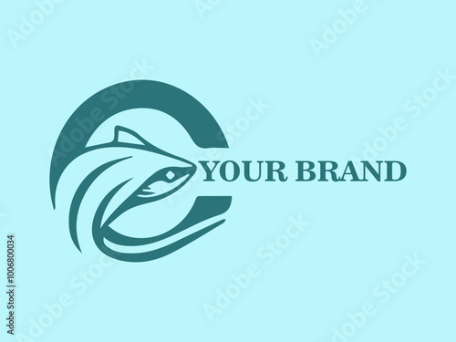 Stingray Logo with Letter C Integration Vector Stingray Logo with Letter C Creative Stingray Logo Design tingray Symbol in Letter C Shape