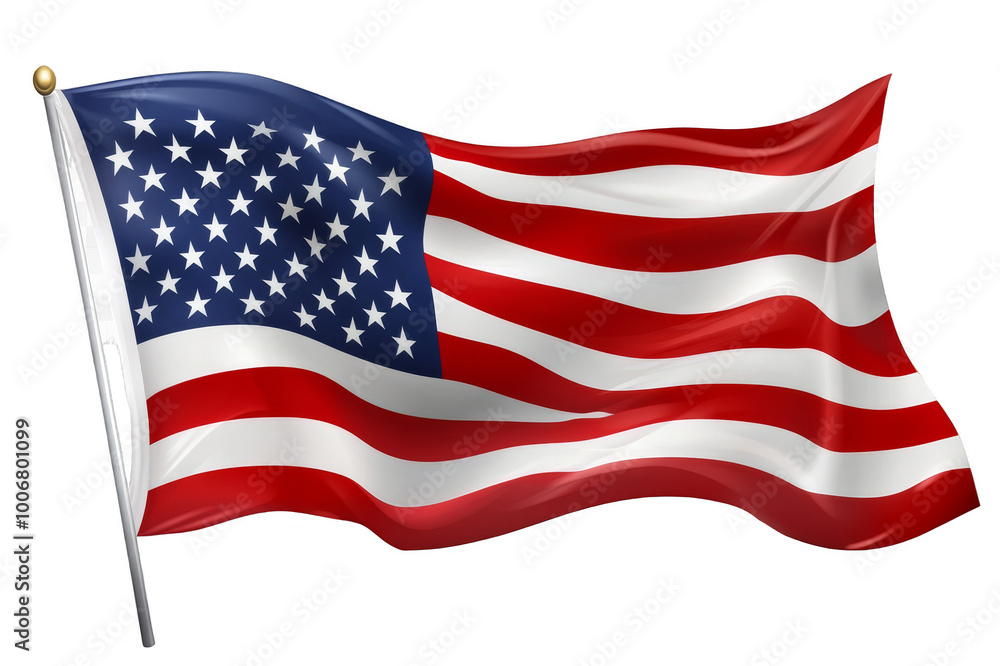 Full size waving american flag on transparent background Full size waving american flag on transparent background