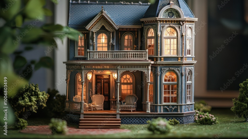 Fototapeta premium Dollhouse Miniature of an Elegant Victorian House