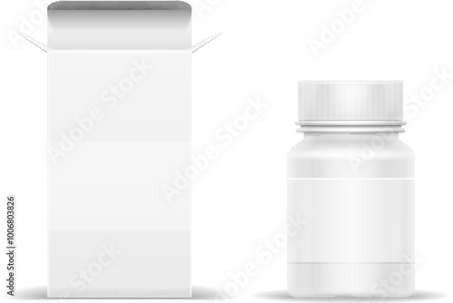 White plastic medical drug bottle realistic mockup