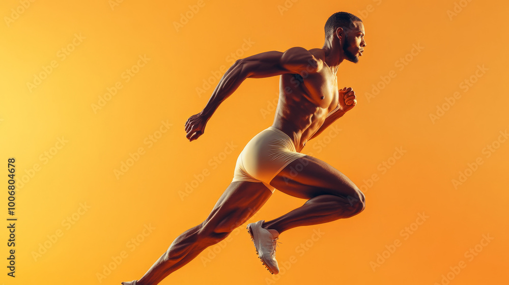 A man running with his arms outstretched and legs apart A man running with his arms outstretched and legs apart