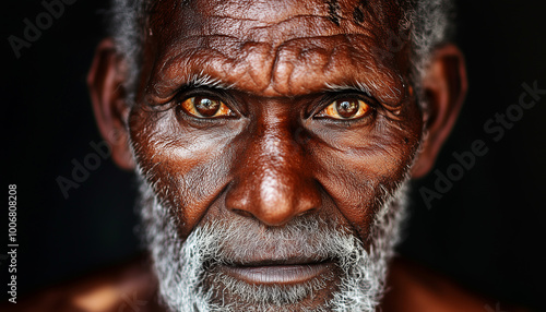 Close-Up Portrait of an Elderly Brazilian Man with Intense Gaze