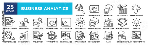 Business Analytics icon collection set. Containing design business, data, information, analytics, technology