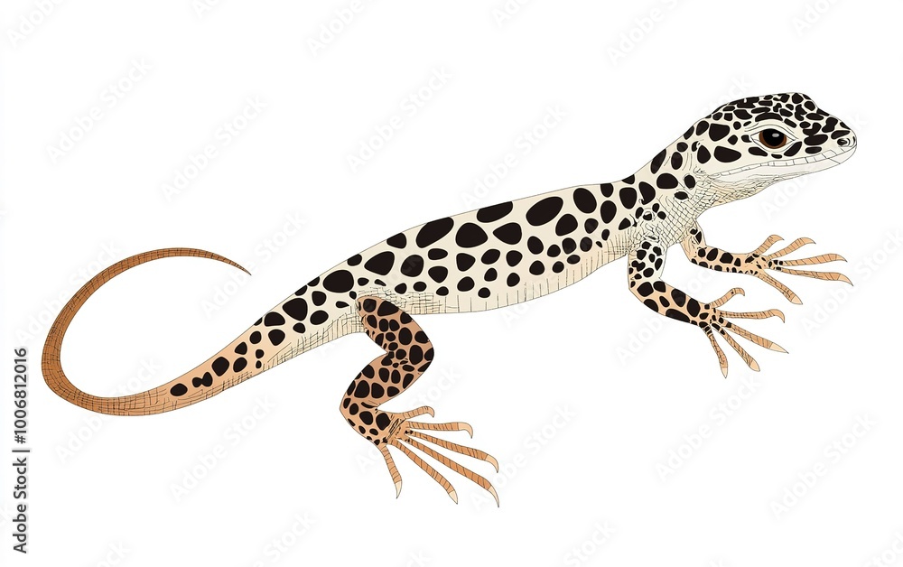 A striking illustration of a leopard gecko showcasing vibrant patterns and textures, highlighting its unique beauty in a naturalistic setting A striking illustration of a leopard gecko showcasing vibrant patterns and textures, highlighting its unique beauty in a naturalistic setting