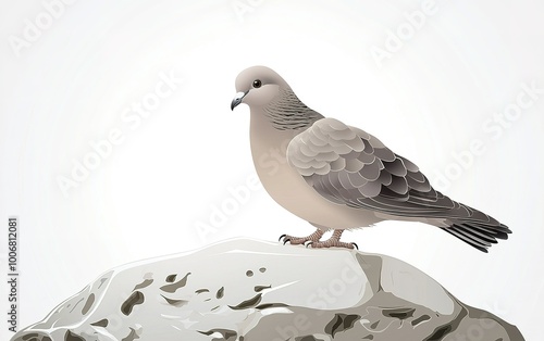 Wallpaper Mural A serene dove perched elegantly on a rocky surface against a soft pastel backdrop in the early morning light Torontodigital.ca