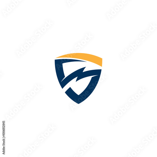 Free Download abstract shield logo with thunder combination in flat design - GFXLoad