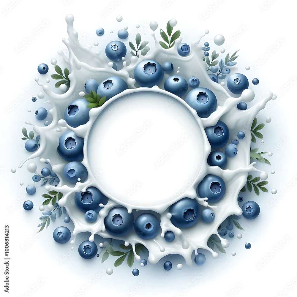 Fototapeta premium Blueberries Splashing in Milk: A Delicious and Refreshing Treat
