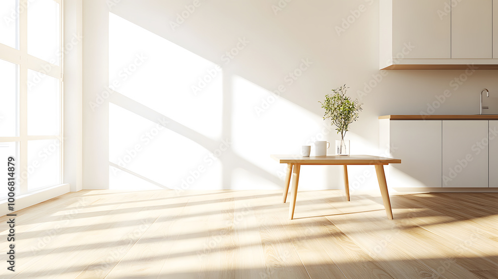 Fototapeta premium a modern minimalist interior design of a minimalist kitchen