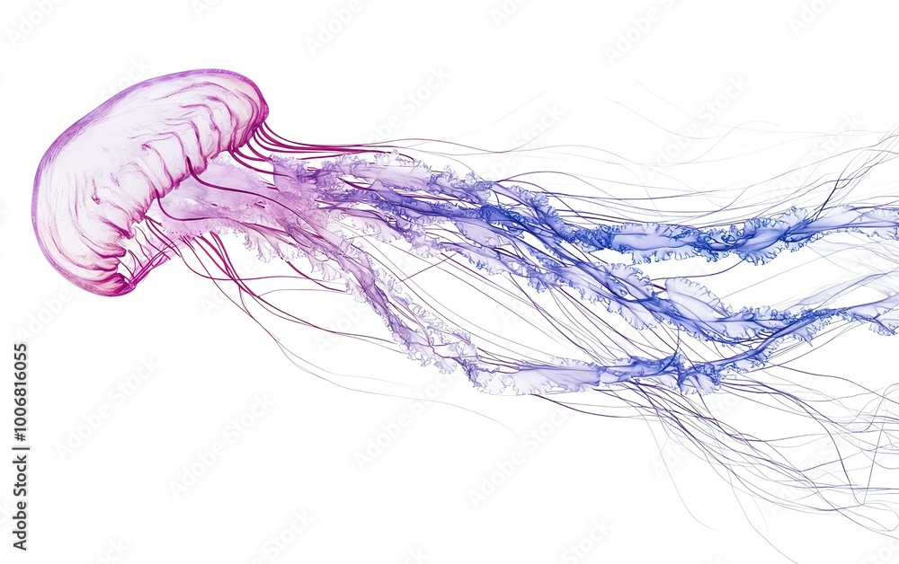 Graceful jellyfish gliding through clear waters, showcasing vibrant hues of purple and pink in an underwater ballet