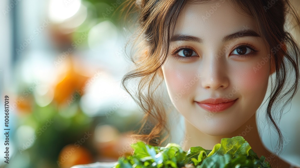Beautiful Woman with Green Leaves Beautiful Woman with Green Leaves