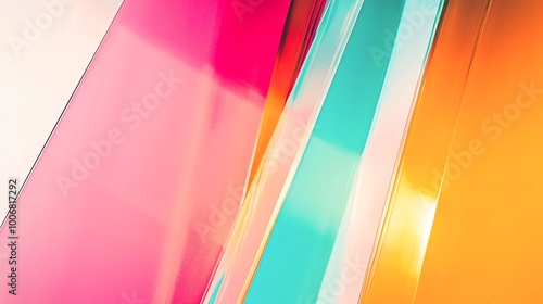 Vibrant abstract background featuring colorful translucent layers in shades of pink, blue, and orange, ideal for creative projects.