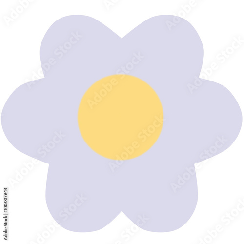 Simple Pastel Flower Illustration in Minimalist Cartoon Style