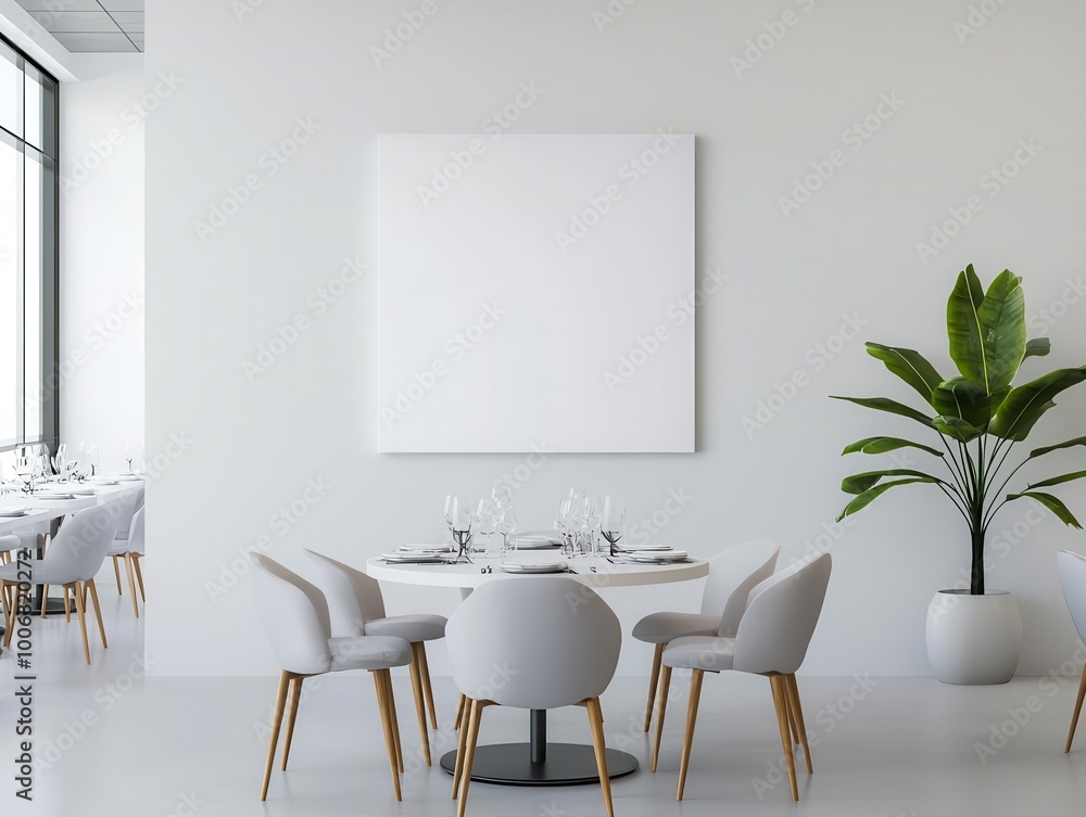 Bright restaurant interior with blank canvas, restaurant, interior, bright, blank canvas, rendering, modern, design, decor Bright restaurant interior with blank canvas, restaurant, interior, bright, blank canvas, rendering, modern, design, decor