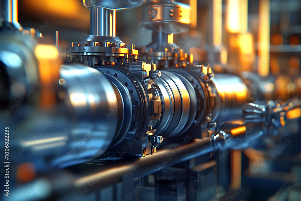 Closeup of Industrial Piping and Valves in a Factory Closeup of Industrial Piping and Valves in a Factory