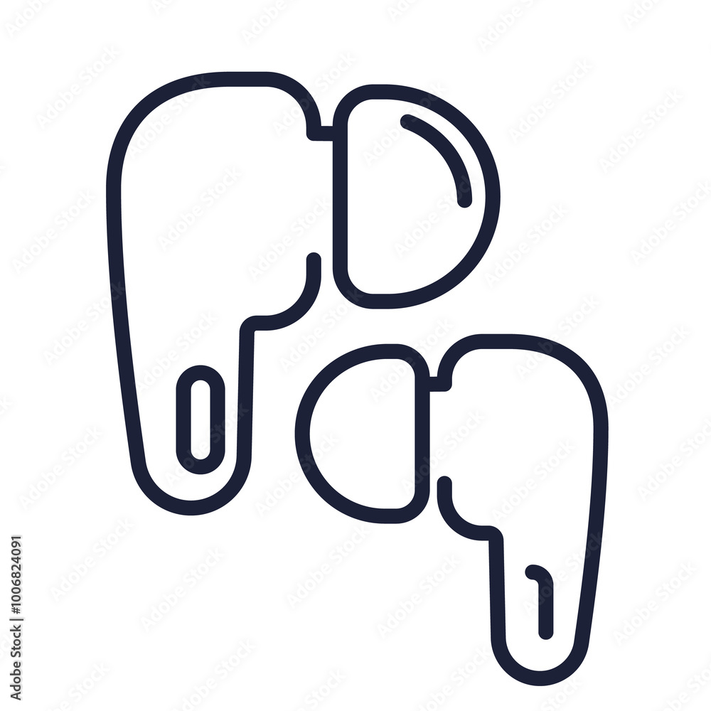 Ear buds, wireless headphones line icon, png Ear buds, wireless headphones line icon, png