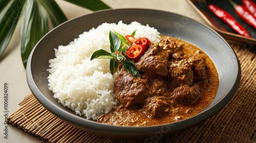 Delicious Beef Rendang with Rice