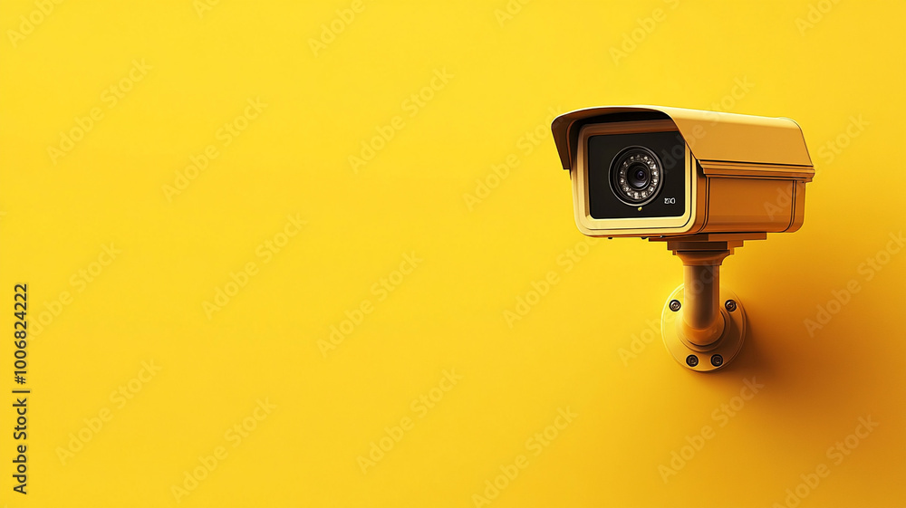CCTV camera on a yellow background CCTV camera on a yellow background