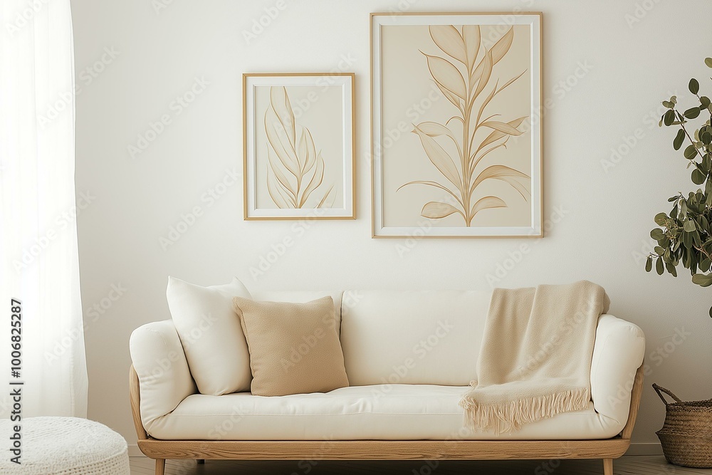 Serene Interior Decor with Botanical Art