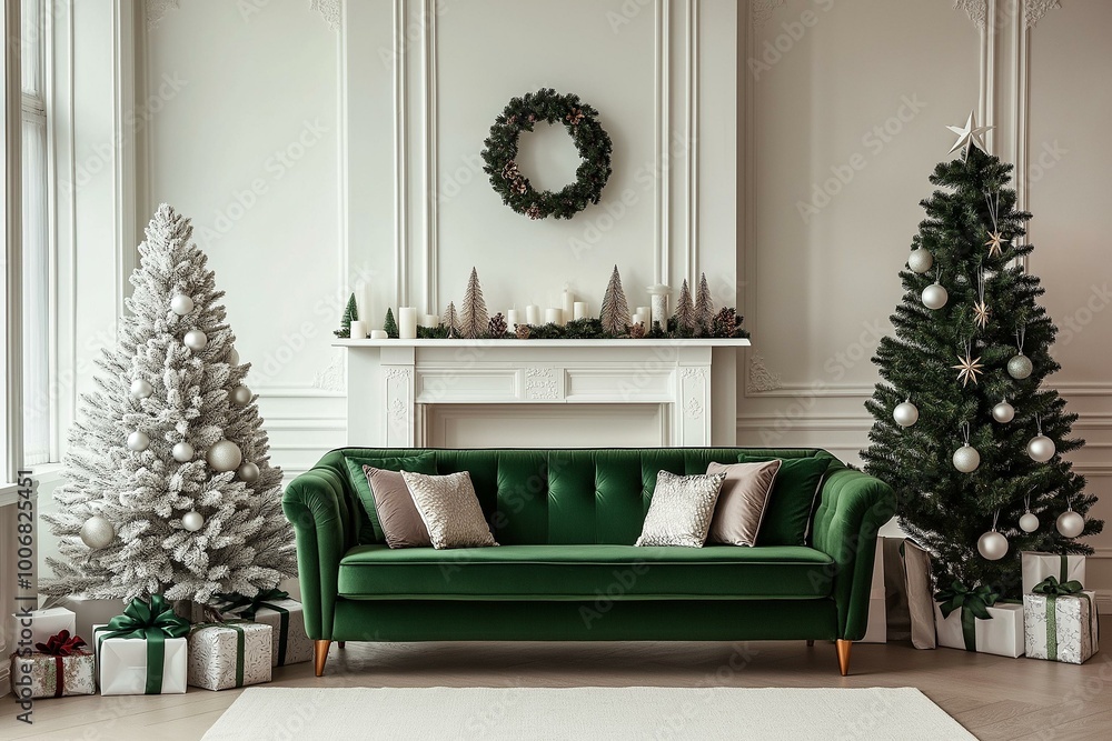 Elegant Christmas-Themed Living Room Decor