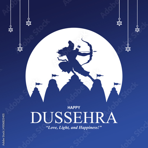 Happy Dussehra festival of India.Lord Rama with temple. vector illustration design