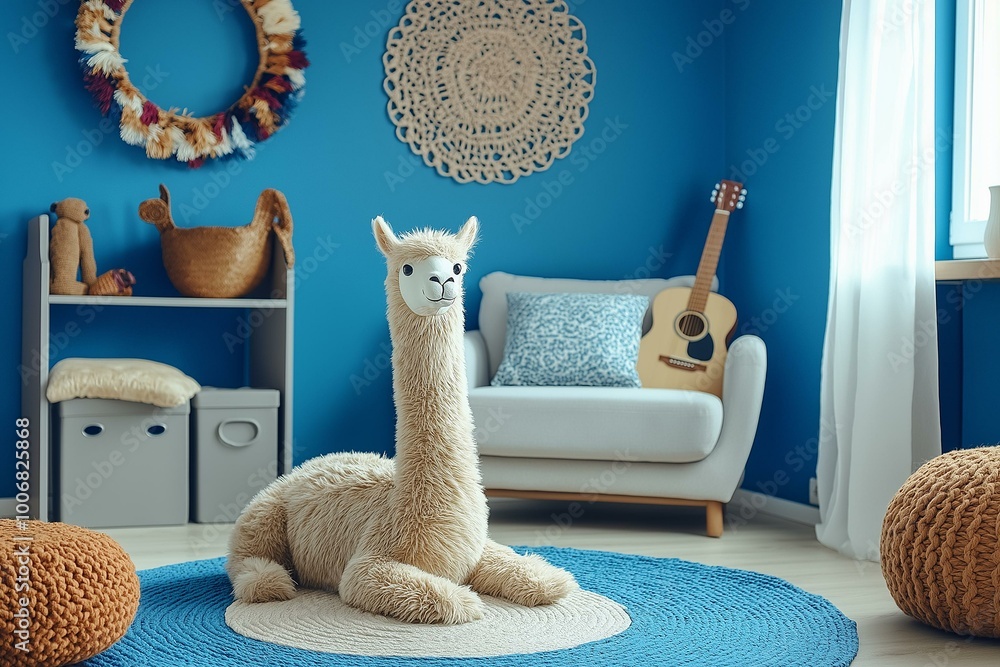 Cozy Child's Room with Plush Llama Toy