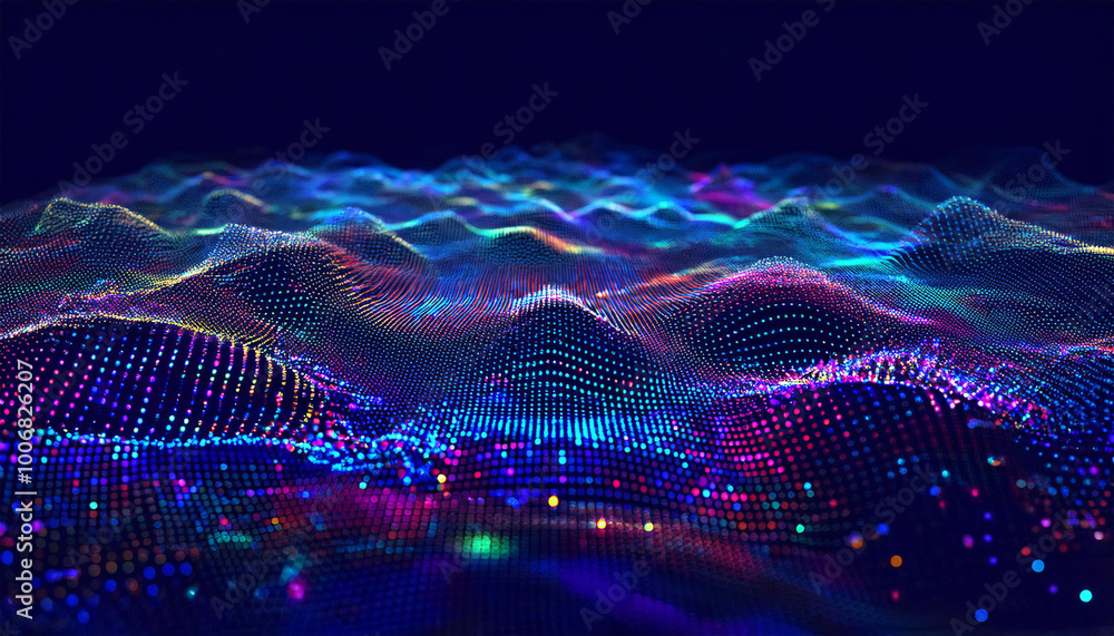 custom made wallpaper toronto digitalthe ideas of network lines, AI technology, digital communication, science study, 3D visualization, blockchain data fields, cyber big data flow, and music waves.