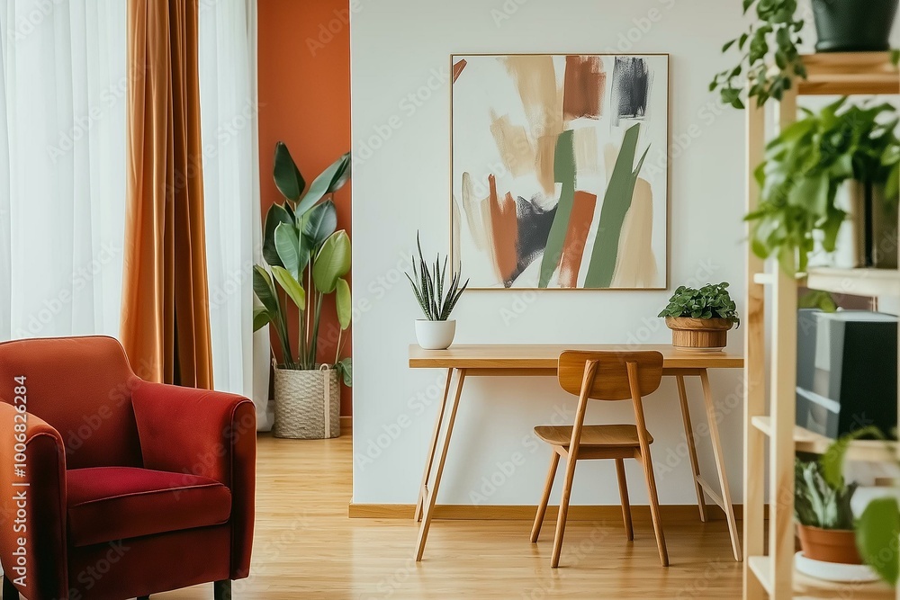 Modern Home Office Space with Artistic Flair