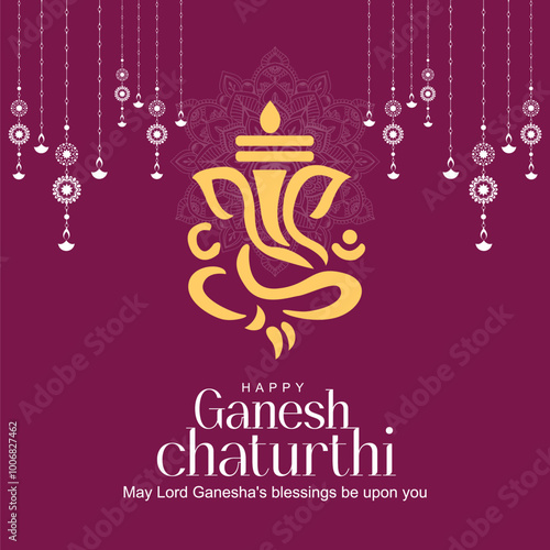 Lord Ganpati on Ganesh Chaturthi background. Vector illustration design background photo