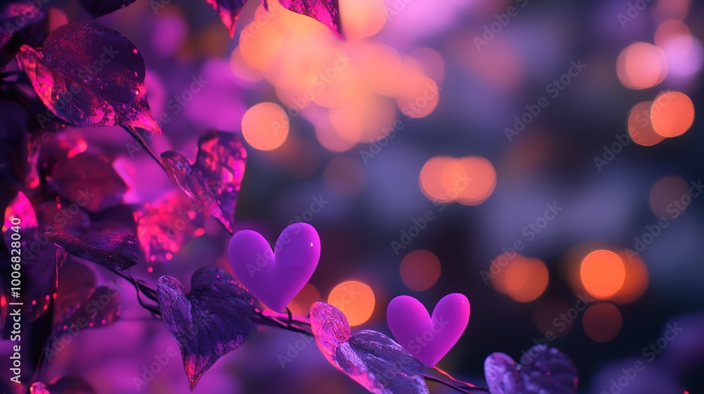 Purple Bokeh Hearts on Lights Blur Bokeh Romantic Background Purple Bokeh Hearts on Lights Blur Bokeh Romantic Background