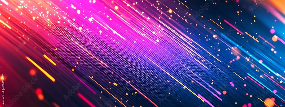 Abstract background with diagonal lines of pink, purple, blue, and yellow lights. Abstract background with diagonal lines of pink, purple, blue, and yellow lights.