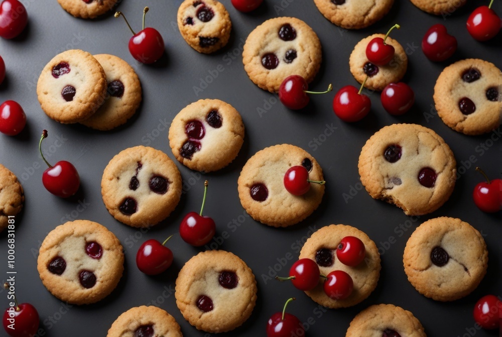 cherry cookies on a white background cherry cookies on a white background