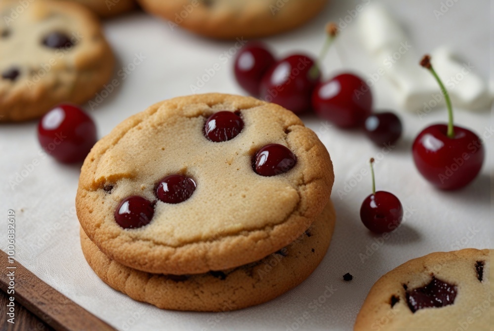 cherry cookies on a white background cherry cookies on a white background