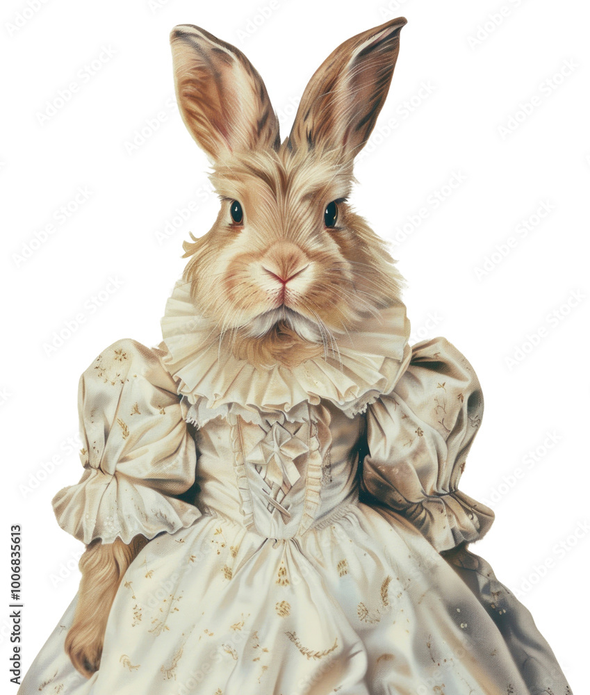 Obraz premium PNG A Lionhead rabbit rabbit wearing Las Meninas animal painting human.