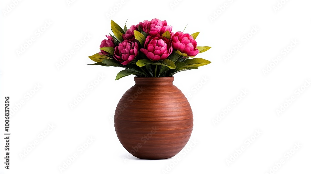 Rustic Elegance: Pink Peonies in a Terracotta Vase Rustic Elegance: Pink Peonies in a Terracotta Vase