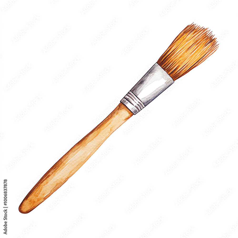 Artistic paintbrush with wooden handle, white isolated background. Artistic paintbrush with wooden handle, white isolated background.