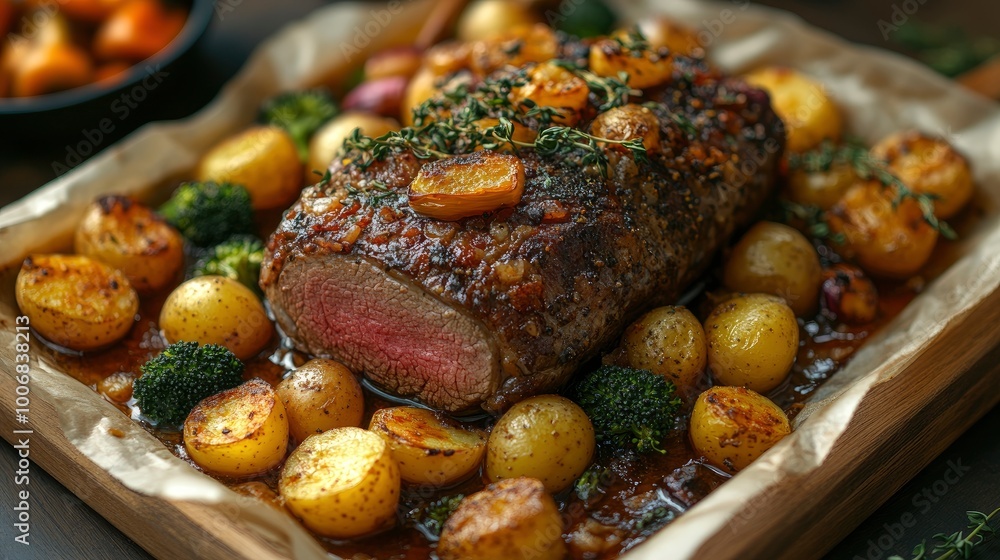 Roasted Beef Tenderloin with Potatoes and Thyme Roasted Beef Tenderloin with Potatoes and Thyme