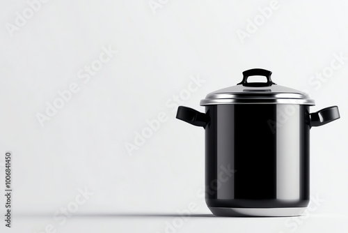 Black cooking pot isolated on a white background.