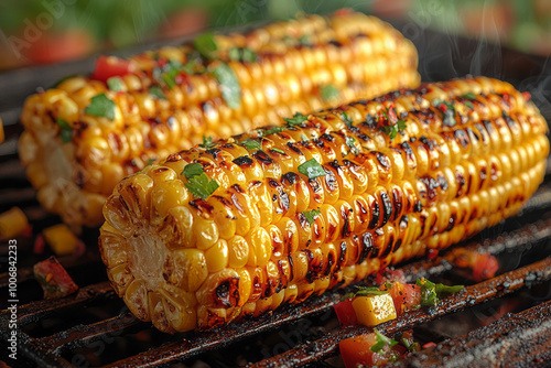 A perfectly grilled corn on the cob, isolated on a pastel backdrop,