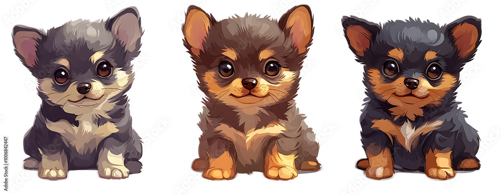 Adorable Portraits of Three Chihuahuas Sitting Together Adorable Portraits of Three Chihuahuas Sitting Together