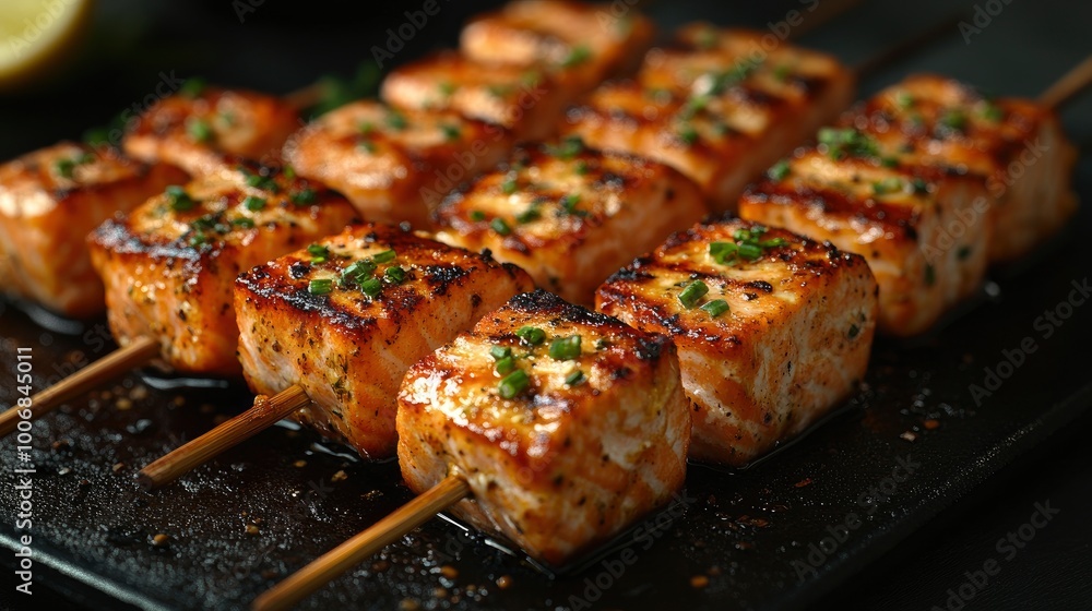 Grilled Salmon Skewers with Herbs Grilled Salmon Skewers with Herbs
