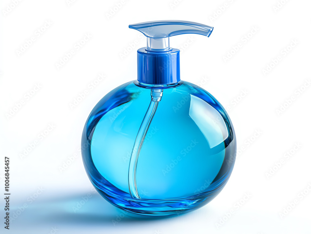 Blue glass soap dispenser on a white isolated background. Blue glass soap dispenser on a white isolated background.