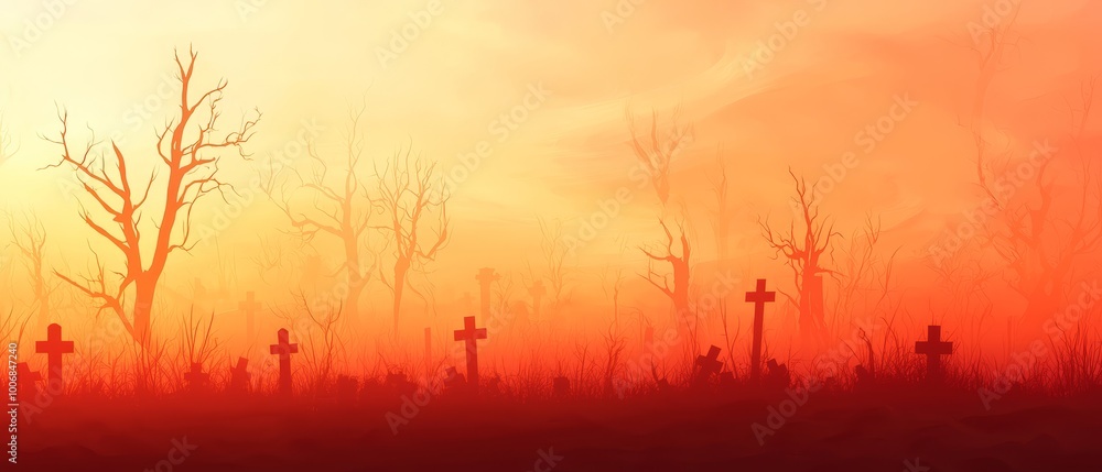 Cross in foreground, trees beyond Cross in foreground, trees beyond