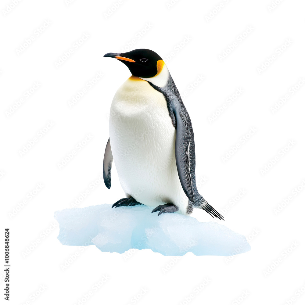 Fototapeta premium Penguin in the snow. Isolated on transparent background.
