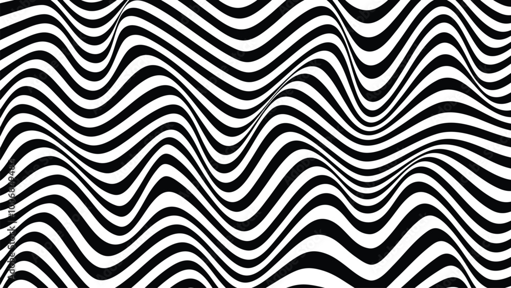 Abstract Black and White Wavy Line Pattern Vector with Optical Illusion Effect
Abstract Black and White Wavy Line Pattern Vector with Optical Illusion Effect