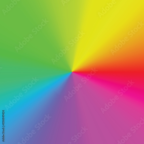 Vivid multicolor gradient radial background with vibrant rainbow hues in vector art
