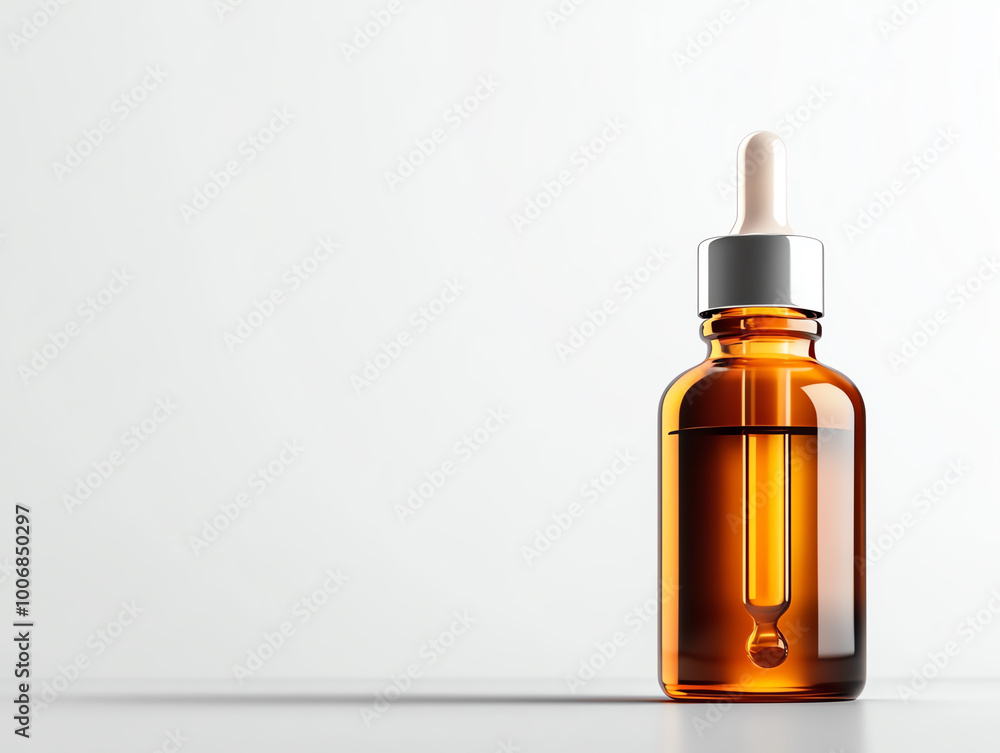 Brown glass dropper bottle on a white isolated background. Brown glass dropper bottle on a white isolated background.