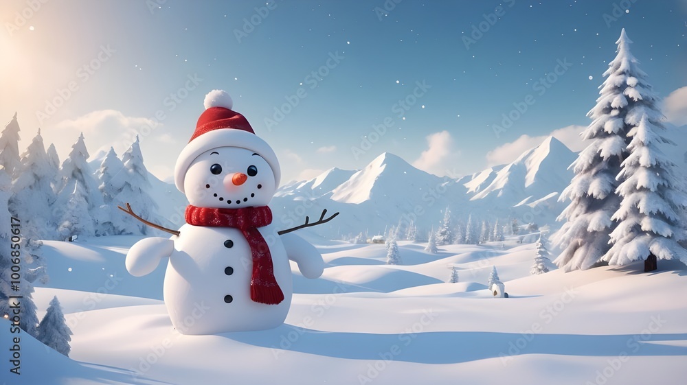 Obraz premium snowman in the forest