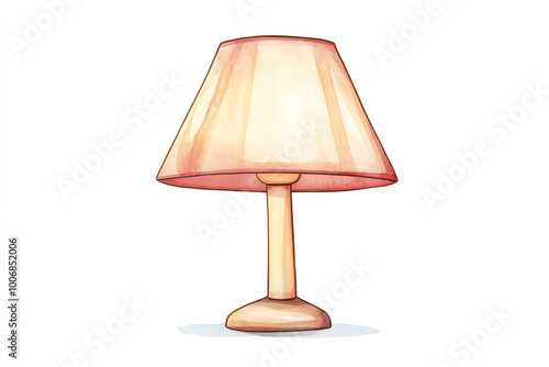 Cartoon style lamp with a warm light shade, isolated on a white background.