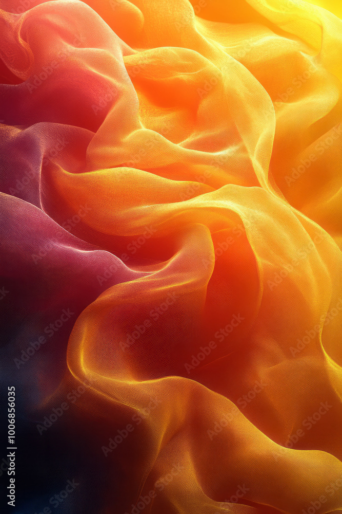 Obraz premium A vibrant gradient transitioning from bright yellow to orange, floating gently,